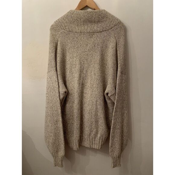 Vintage Oversized Sweater Ragg Wool Blend Northwoods Shawl Mens L Beige Ivory - Picture 6 of 11